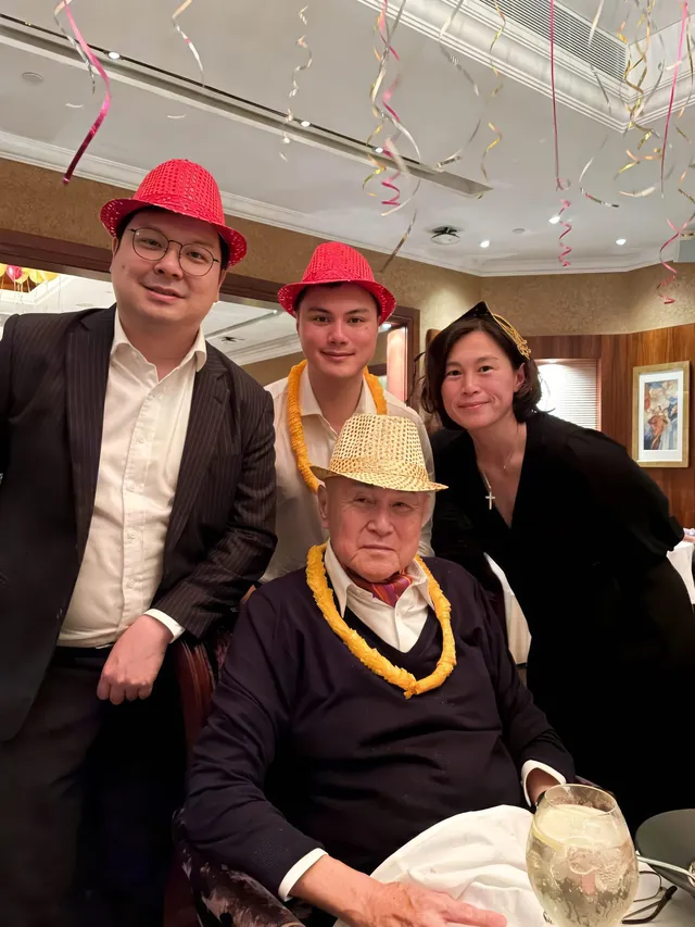 A photo of Dr. Cecil Chao with his children.