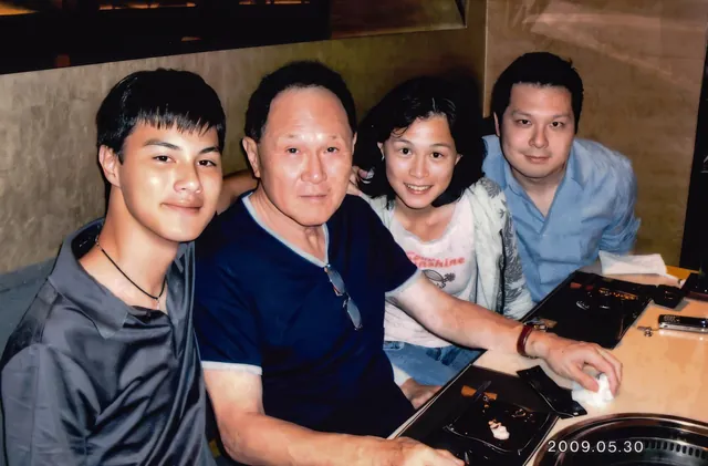 A photo of Dr. Cecil Chao with his children.