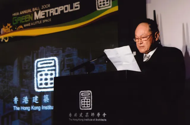 Dr. Cecil Chao giving a speech to the guests during an event.