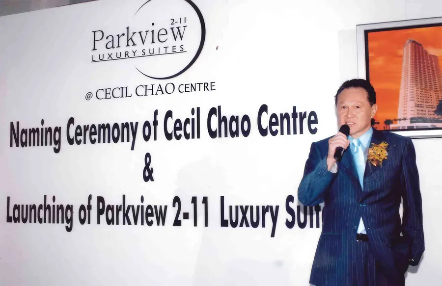 Cecil Chao at the naming ceremony of Cecil Chao Centre and the launch of Parkview 2-11 Luxury Suites.