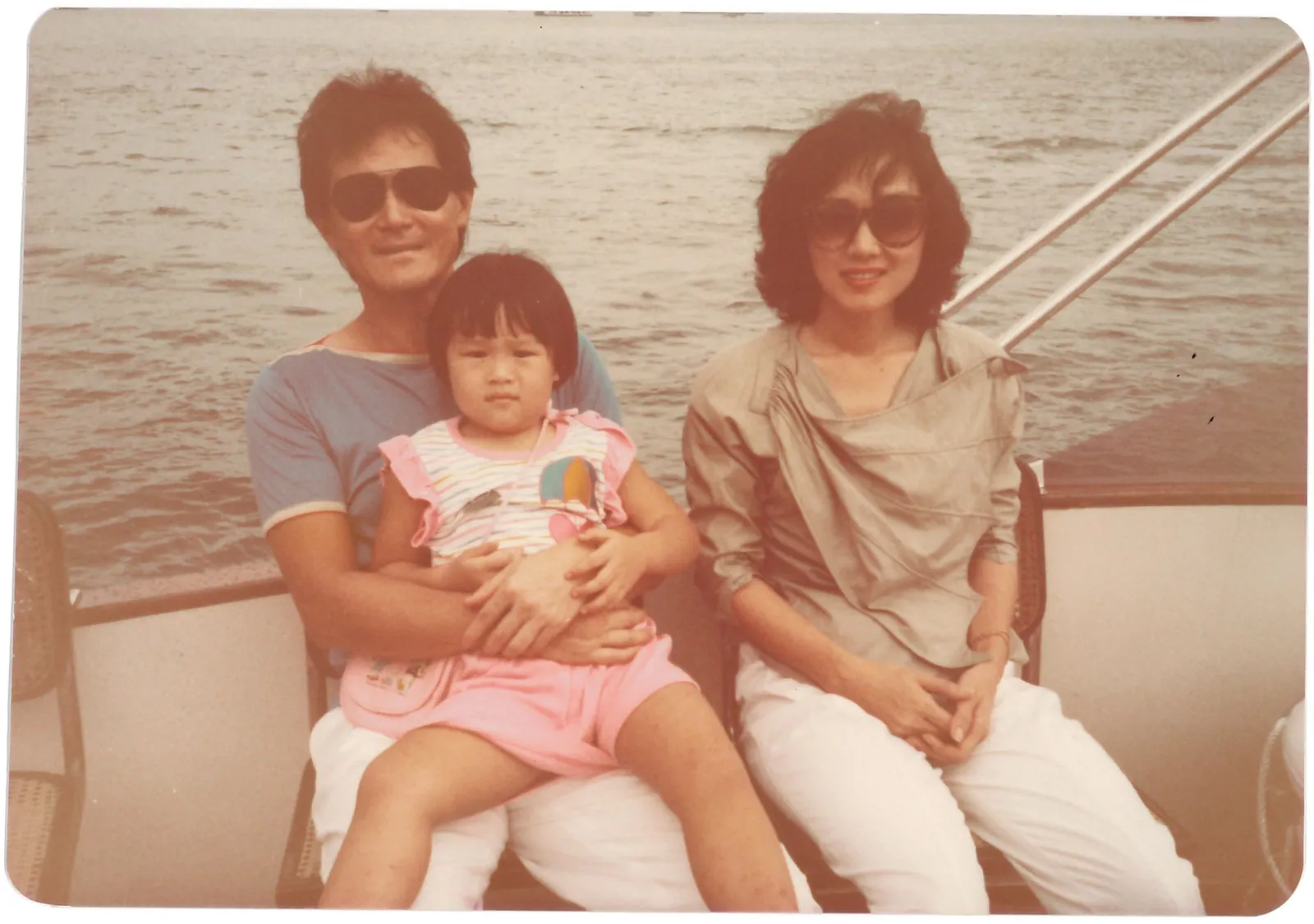 A day on the boat with his daughter Gi, summer 1981.